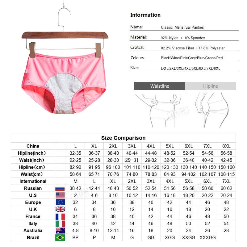 3pcs Leak Proof Menstrual Panties Women Underwear Period Comfortable Waterproof Briefs