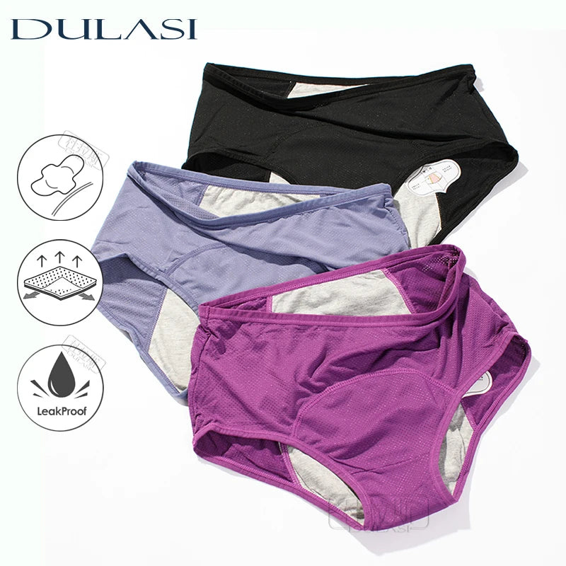 3pcs Leak Proof Menstrual Panties Women Underwear Period Comfortable Waterproof Briefs