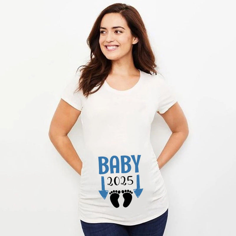 Baby Loading 2025 Pregnant T-Shirt Pregnancy Announcement Maternity Short Sleeve